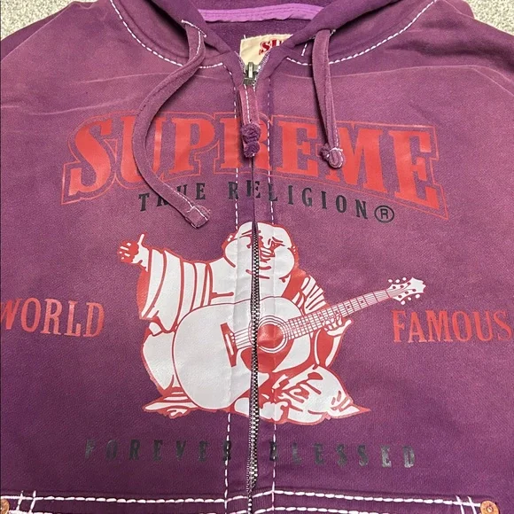 Supreme True Religion Purple Zip Up Hoodie - Picture 2 of 7
